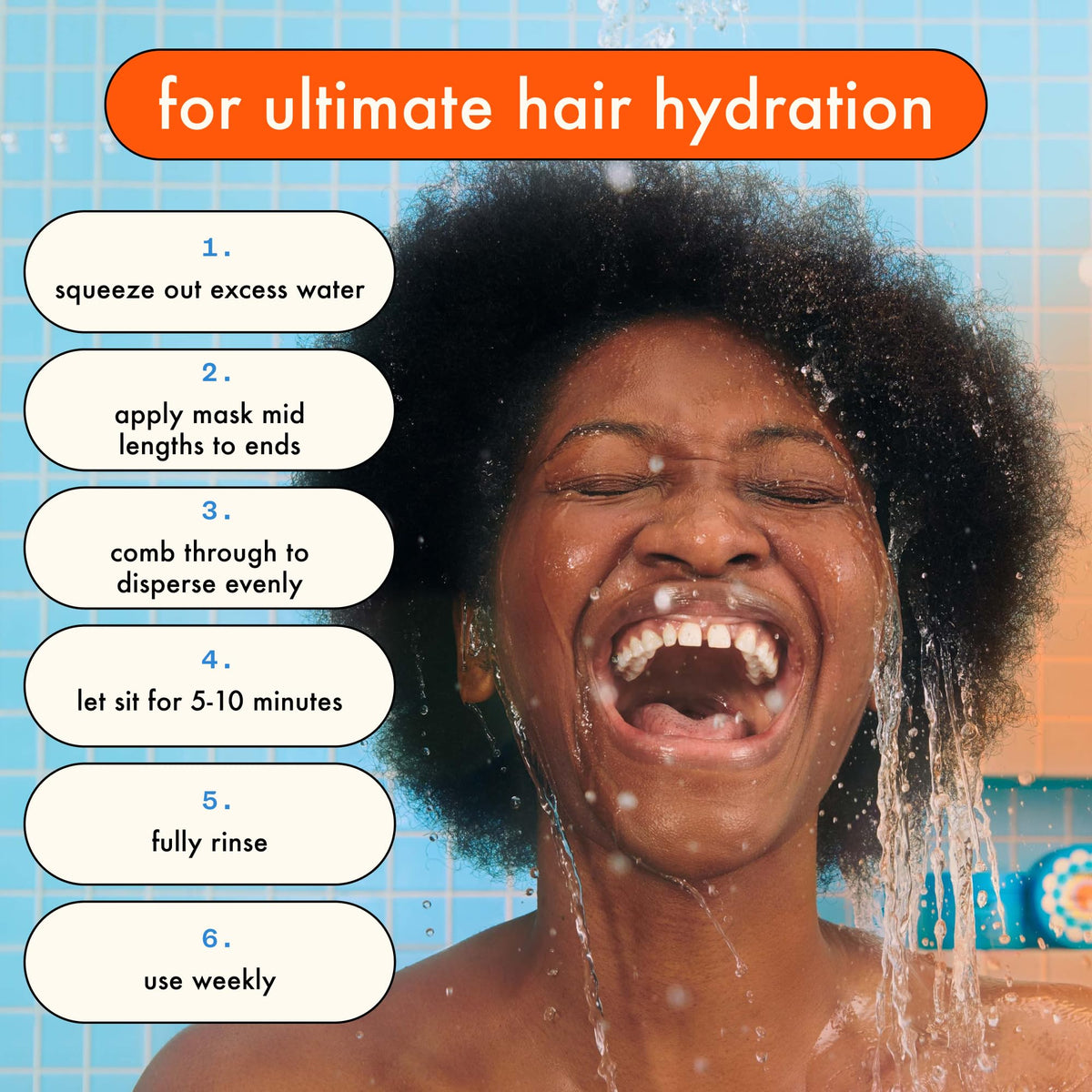 Amika Hydro Rush Intense Moisture Mask on a bathroom shelf