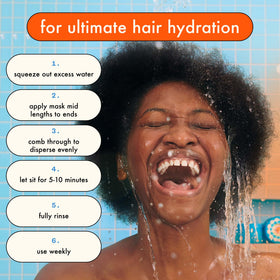Amika Hydro Rush Intense Moisture Mask on a bathroom shelf