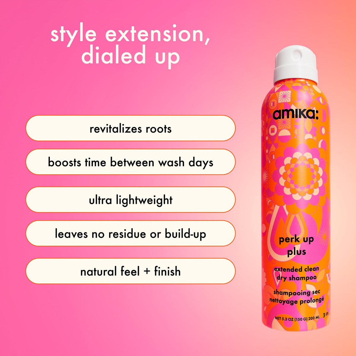 Amika Perk Up Plus Dry Shampoo 5.3oz bottle with cap