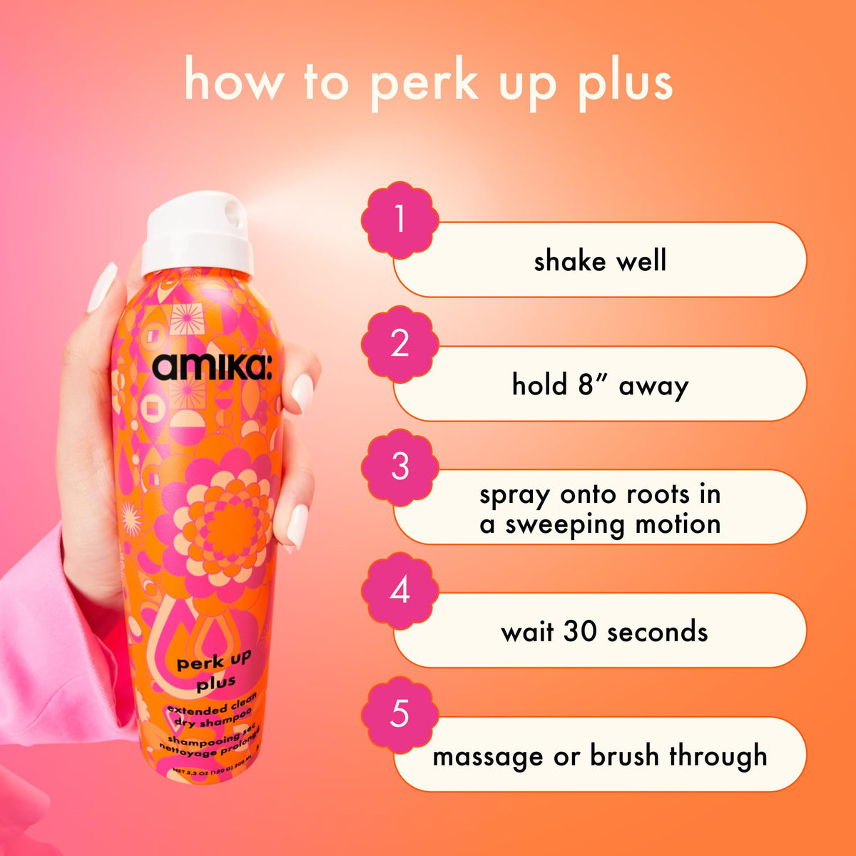 Amika Perk Up Plus Dry Shampoo 5.3oz with fresh flowers