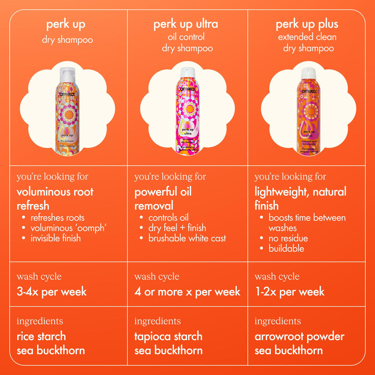 Amika Perk Up Plus Dry Shampoo 5.3oz with hairbrush