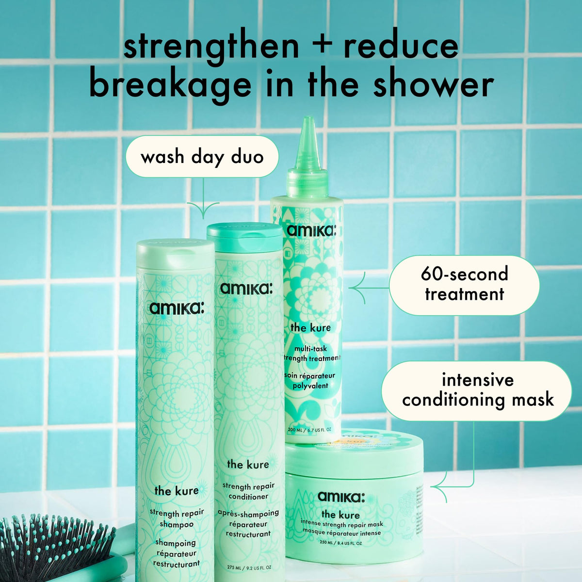 Amika The Kure Conditioner with hair care tools
