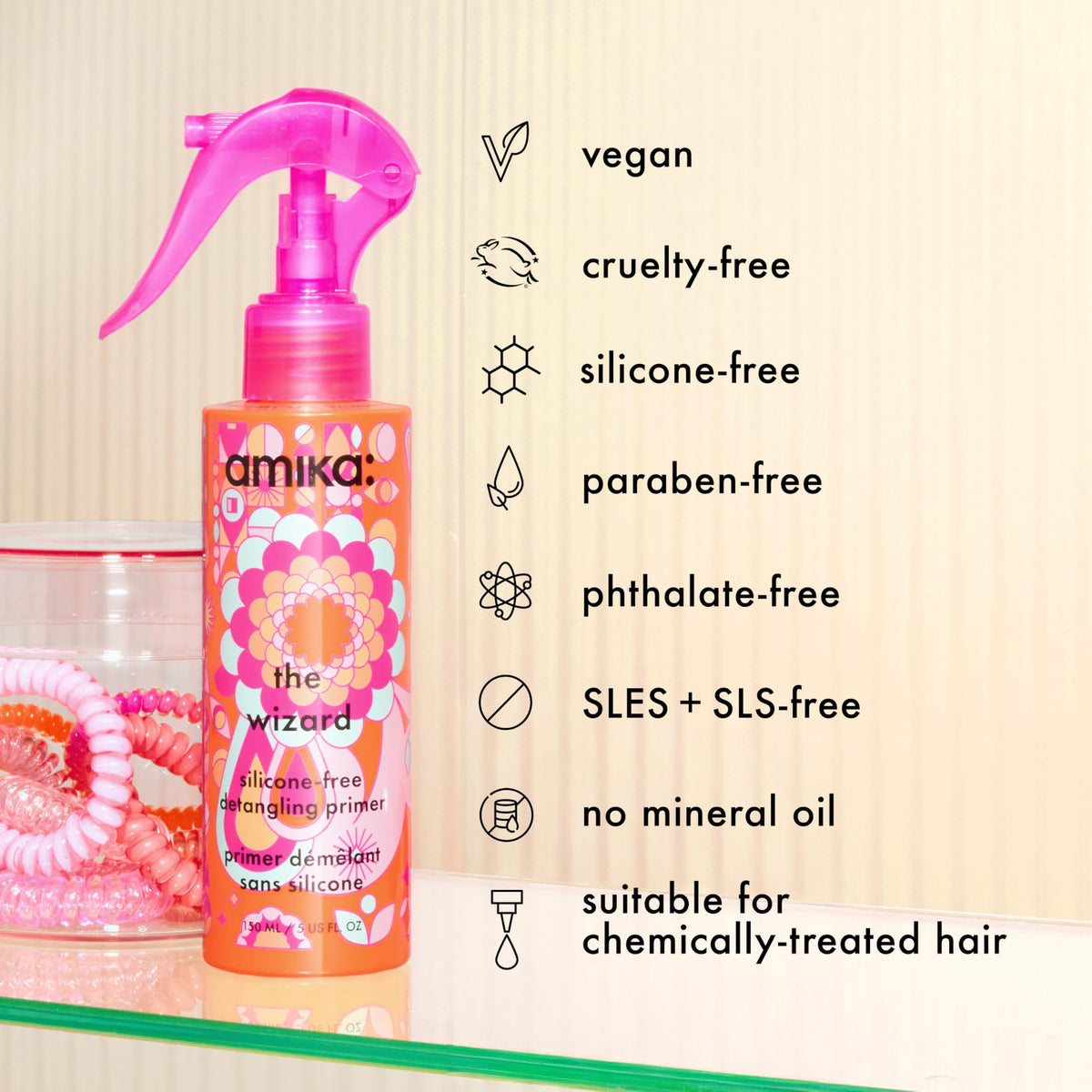 Amika The Wizard Detangling Primer 60ml lifestyle shot