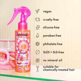 Amika The Wizard Silicone-Free Detangling Primer 150ml application on hair