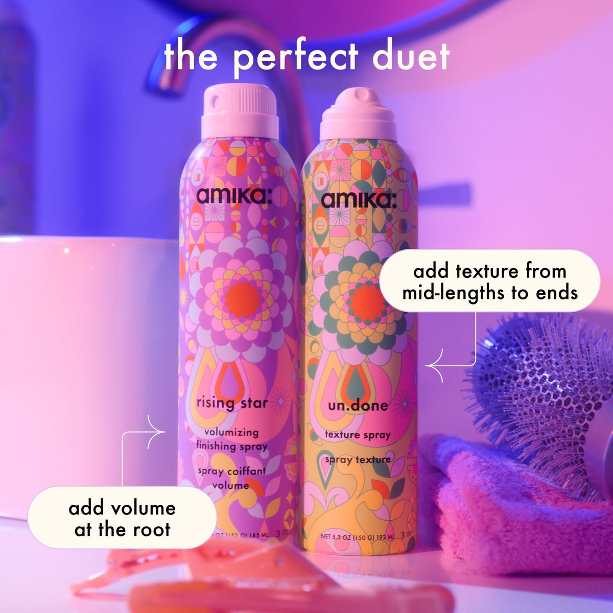 Amika un.done Volume and Matte Texture Spray 2.5oz texture demonstration