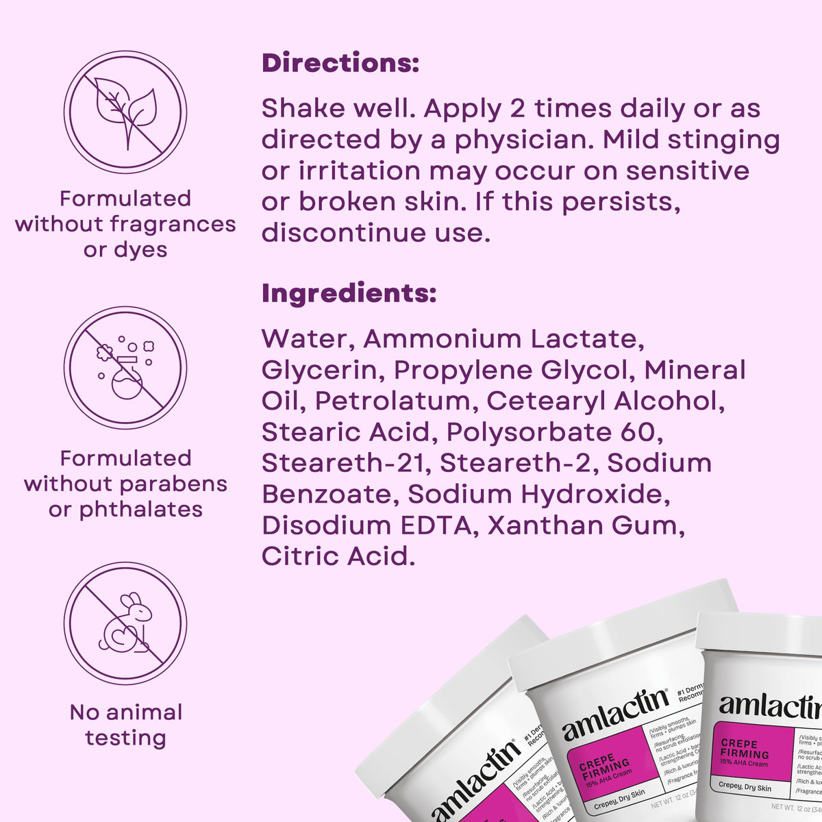 AmLactin Crepe Firming Body Cream 12 oz with natural ingredients