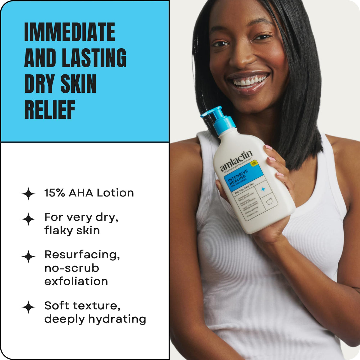AmLactin Intensive Healing Body Lotion side view showing label