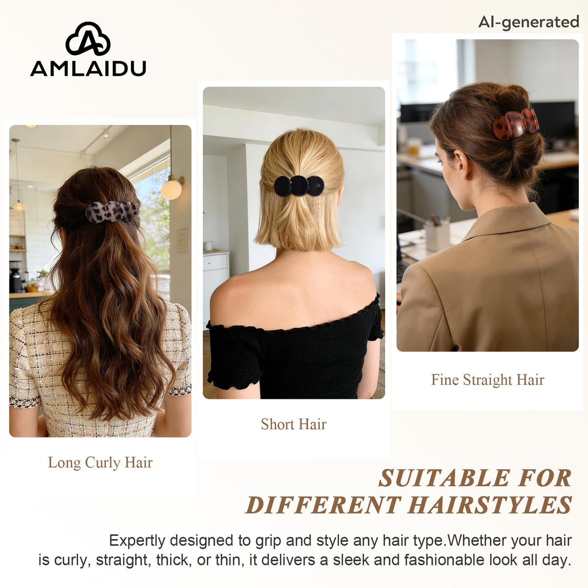 Amlaidu flat hair clip close-up showing strong grip