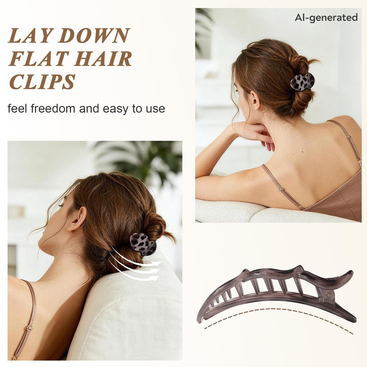 Amlaidu flat hair clips in solid black