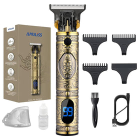 AMULISS Beard Trimmer front view with stainless steel blade