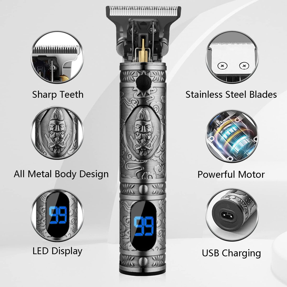 AMULISS Men's Beard & Hair Trimmer side view
