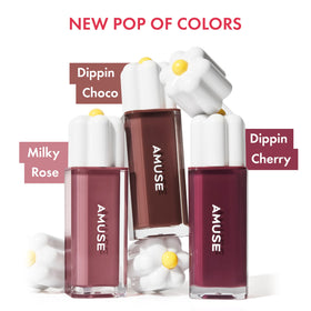Amuse Daisy Flower Dew Tint DIPPIN CHERRY swatch on skin
