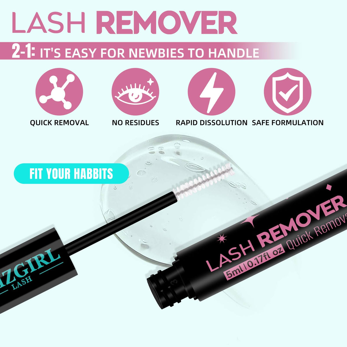 AMZGIRL LASH 2-in-1 Lash Bond and Remover in makeup bag