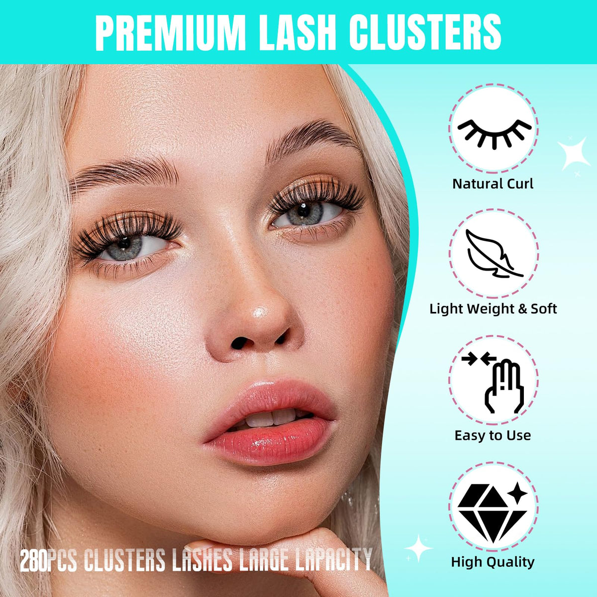 AMZGIRL LASH 60D Lash Clusters 14mm tray with lashes