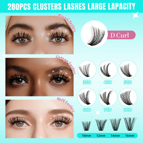 AMZGIRL LASH eyelash clusters displayed on a makeup vanity