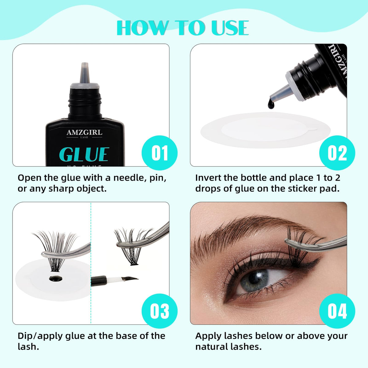 AMZGIRL LASH Lash Cluster Glue set with cleaning pads