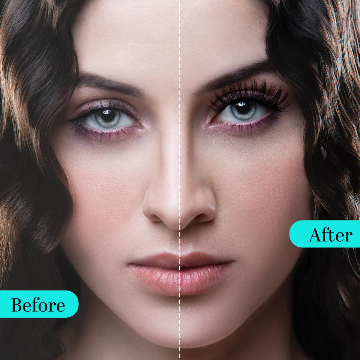 AMZGIRL LASH lash clusters in use during a makeup application