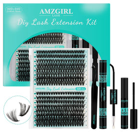 AMZGIRL LASH Lash Clusters Kit 320Pcs front view with mixed lashes