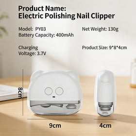 AMZKISS Electric Nail Clippers displayed on a table with accessories