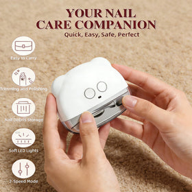 AMZKISS Electric Nail Clippers side view showing ergonomic design
