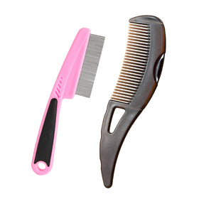 AMZWISH Dandruff Comb Set including wide tooth and fine tooth combs in pink