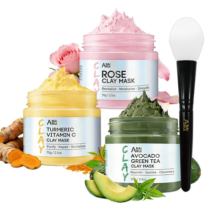 ANAI RUI Clay Mask Set packaging front view with three masks