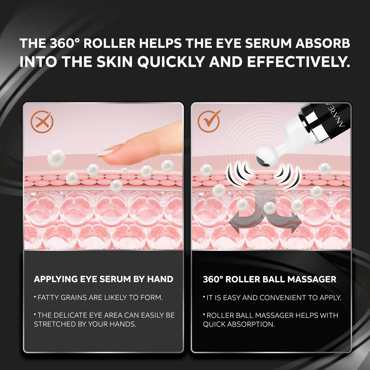 ANAREAL Eye Bags being used with roller