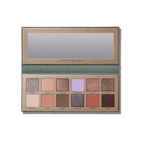Anastasia Beverly Hills Nouveau Palette open view showcasing olive and metallic eyeshadows