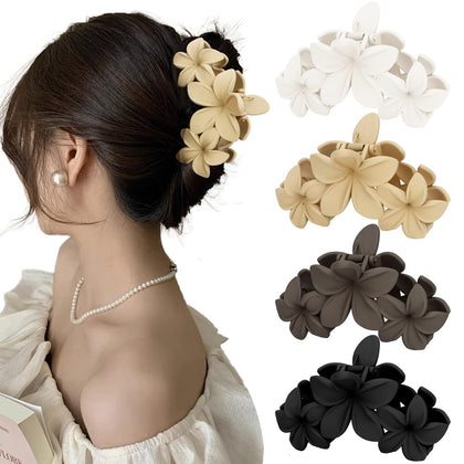 ANBALA 4PCS flower hair clips in assorted colours front view