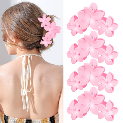 ANBALA 4PCS Flower Hair Clips in pink front view