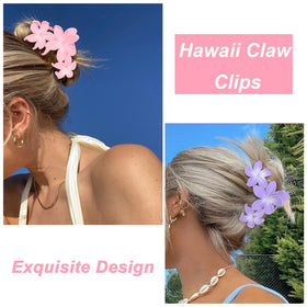 ANBALA Flower Claw Clip in orange on a model's hair