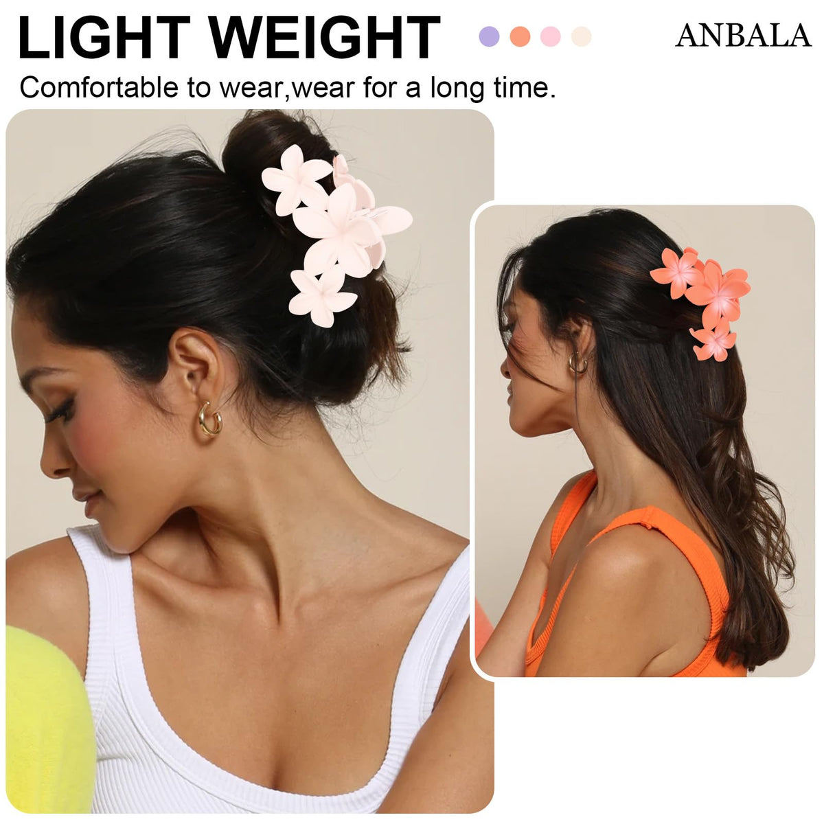 ANBALA Flower Claw Clip in white against a plain background