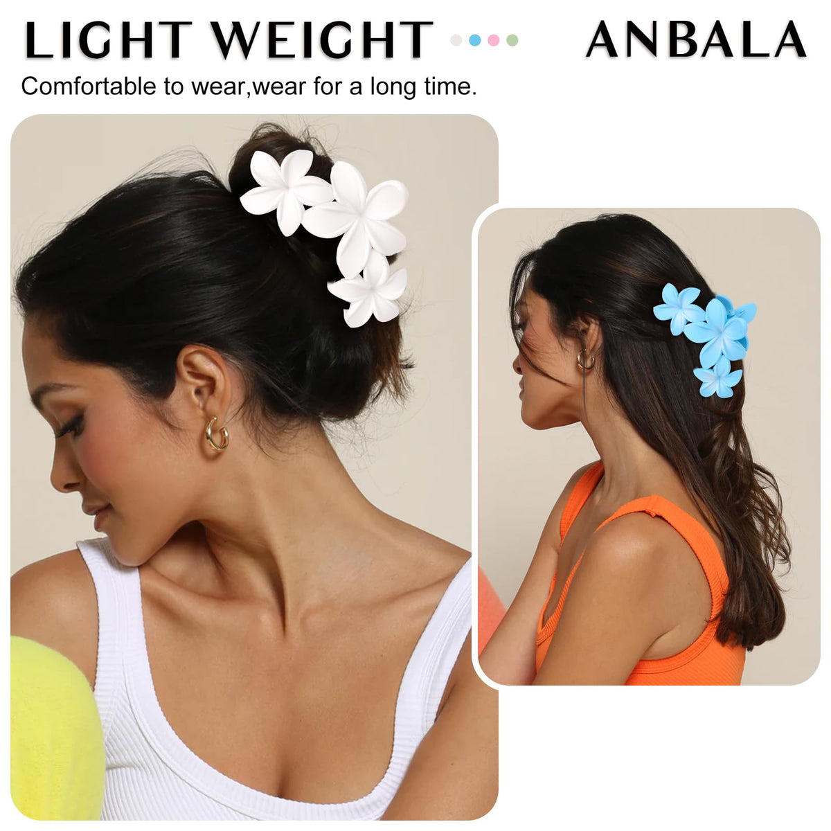 ANBALA Flower Claw Hair Clip in green with floral design