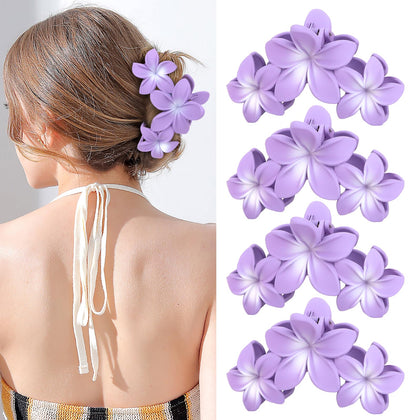 ANBALA Flower Design Plumeria Hair Clip front view in purple