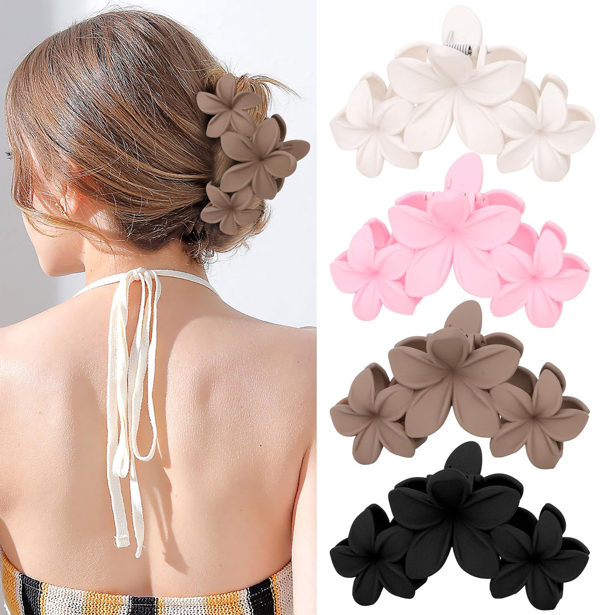 ANBALA Flower Hair Accessories set with four colourful clips