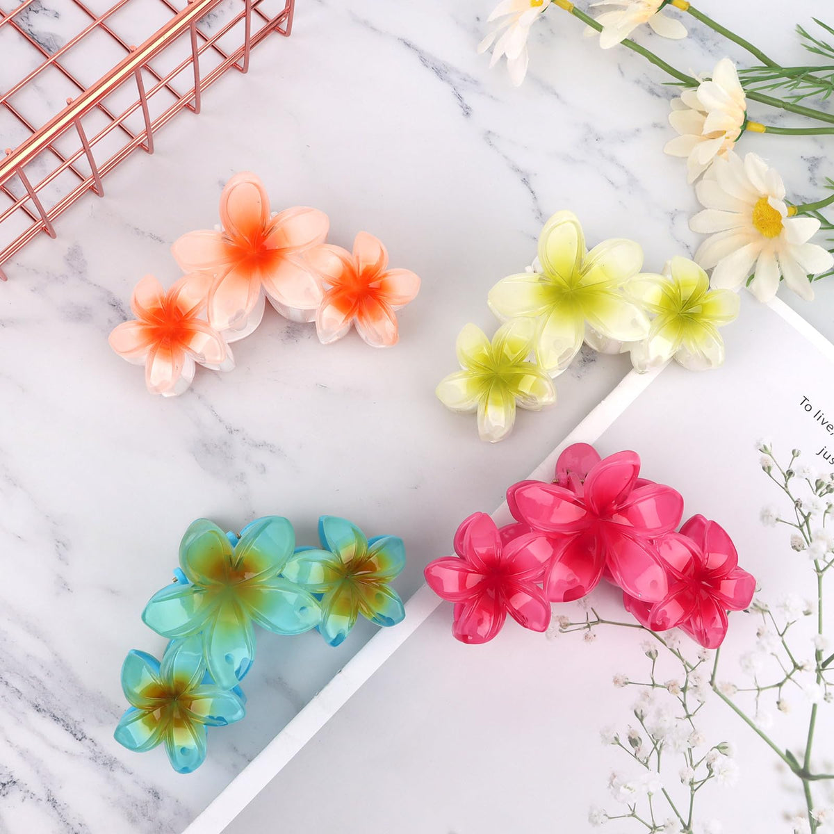 ANBALA flower hair clips on a stylish outfit