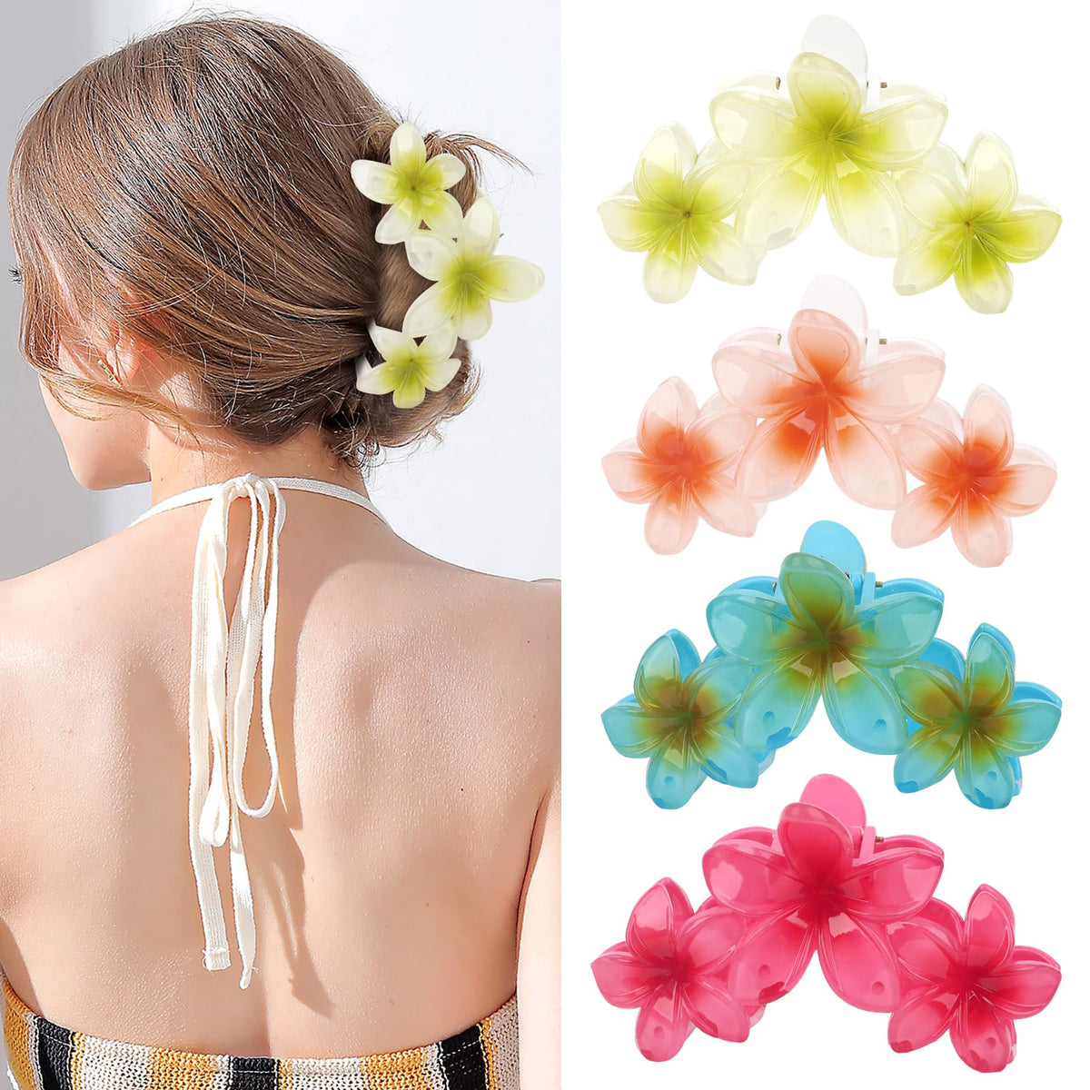 ANBALA flower hair clips set of 4 in vibrant colours