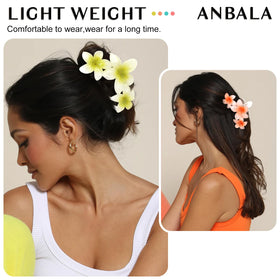 ANBALA flower hair clips worn by model with long hair