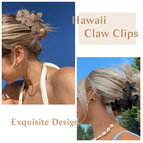 ANBALA Hawaiian Plumeria Flower Hair Clip in apricot colour