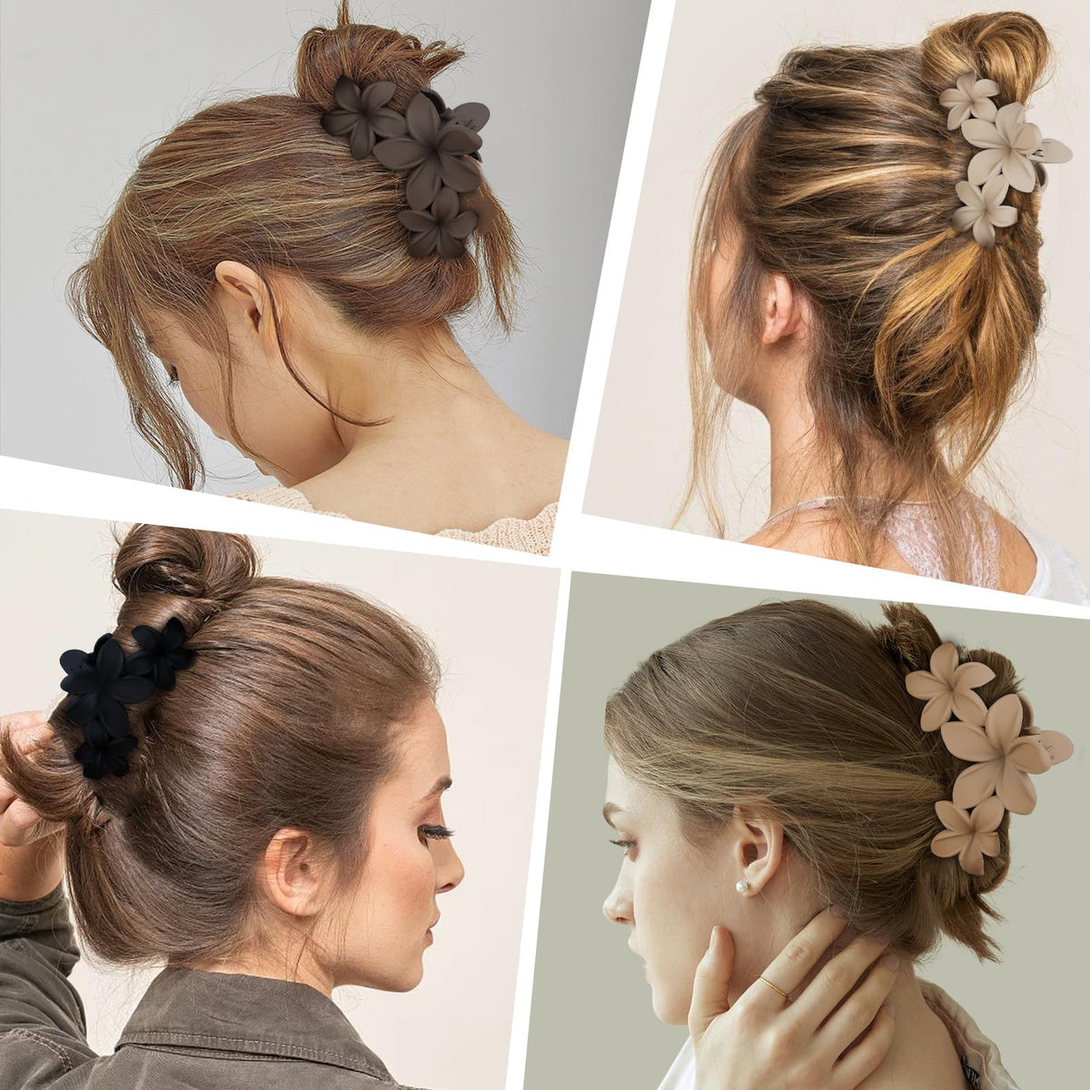 ANBALA Hawaiian Plumeria Flower Hair Clips set of four