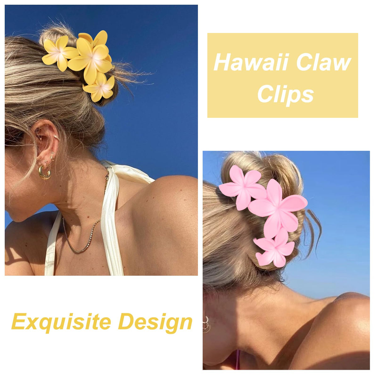 ANBALA Hawaiian Plumeria Large Claw Clip in blue