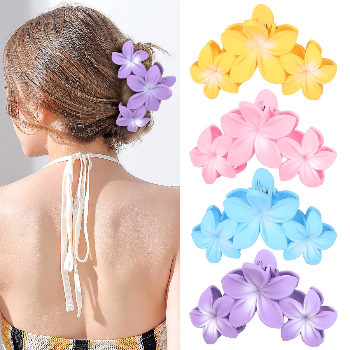ANBALA Hawaiian Plumeria Large Claw Clip in pink