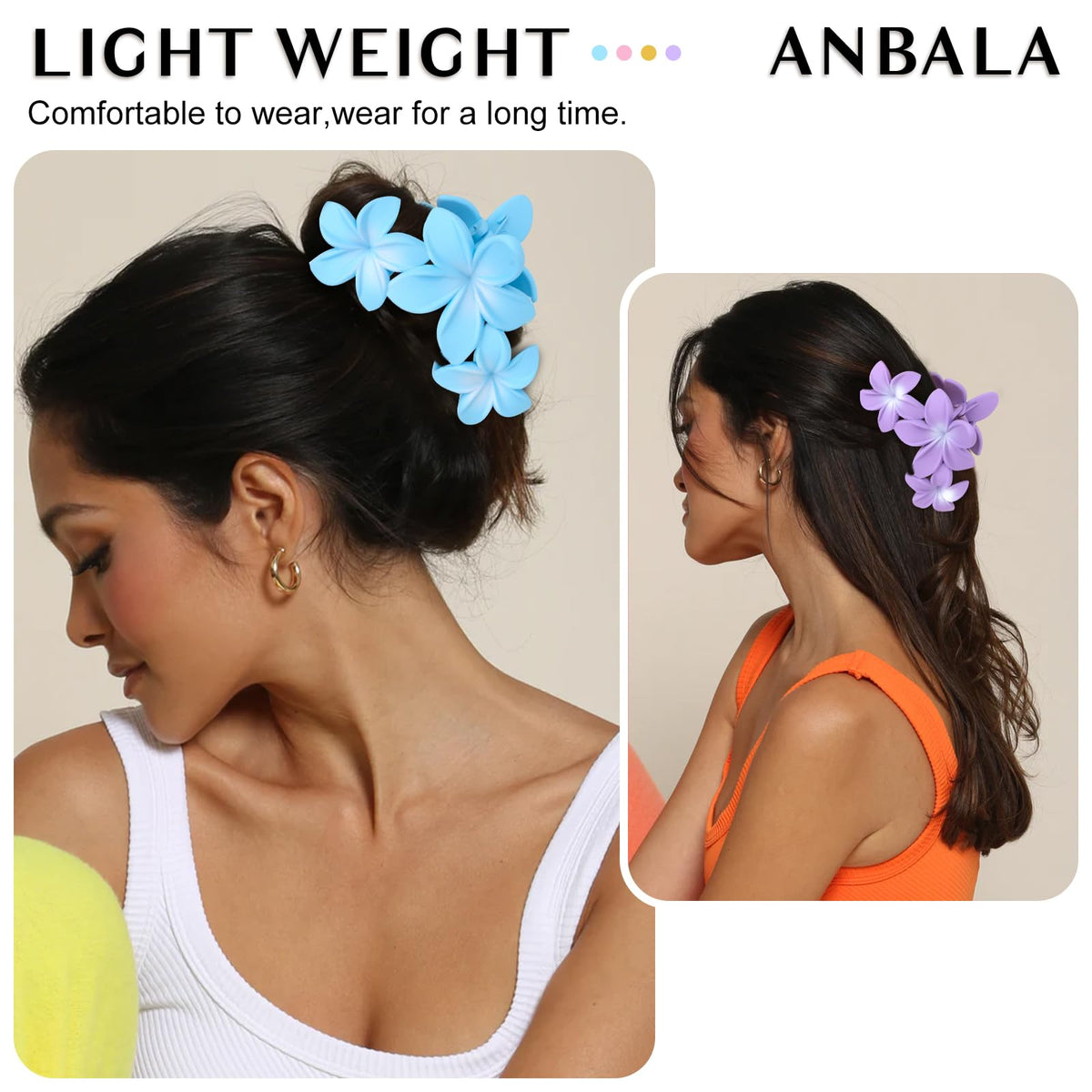 ANBALA Hawaiian Plumeria Large Claw Clip in purple