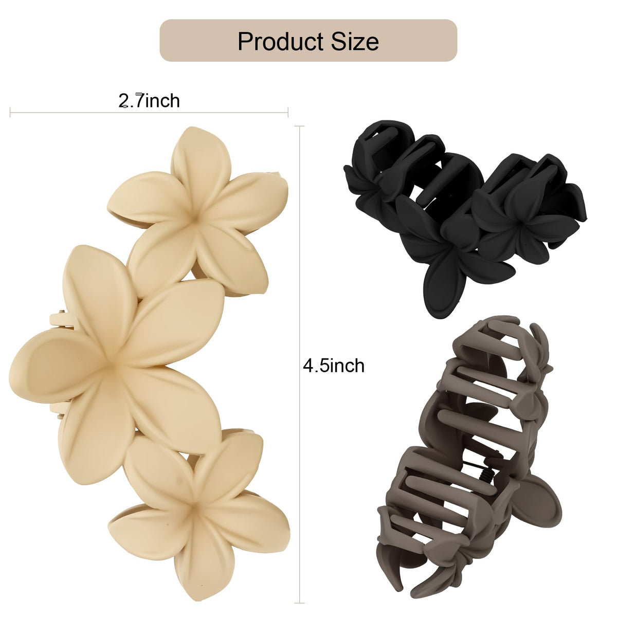 ANBALA large plumeria hair clip in black