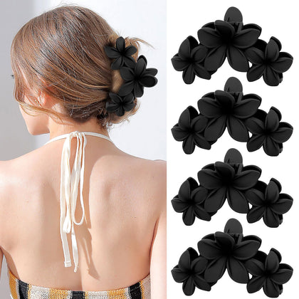 ANBALA Matte Flower Hair Clips front view in black