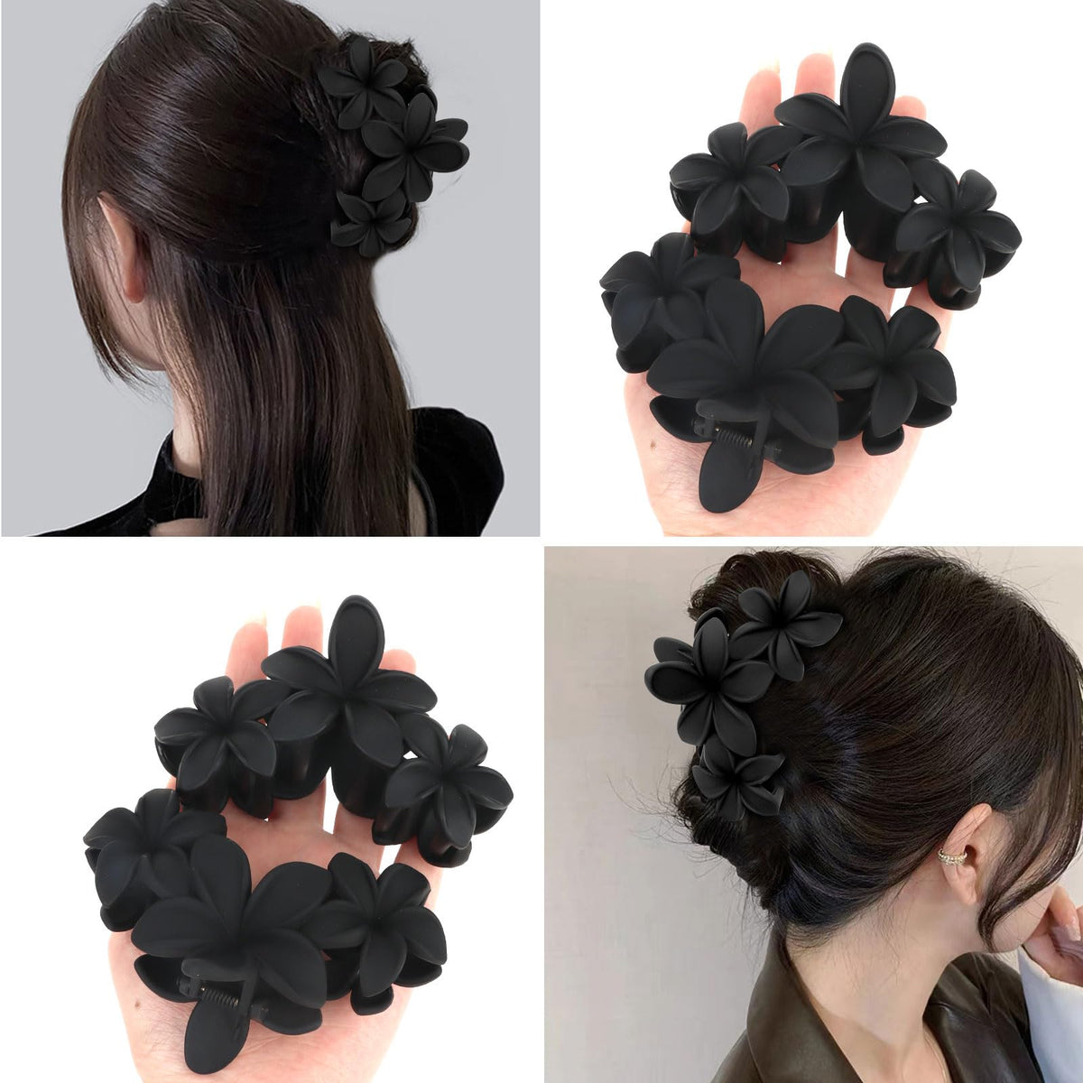 ANBALA Matte Flower Hair Clips showing strong hold on thick hair