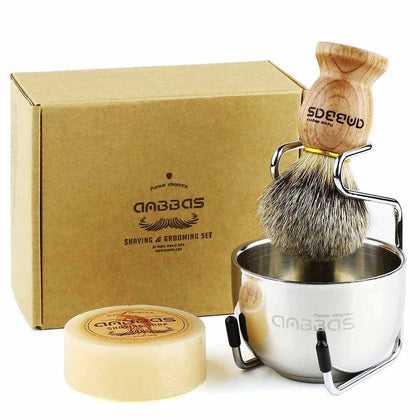 Anbbas 4IN1 Badger Hair Shaving Brush Set with Goat Milk Soap