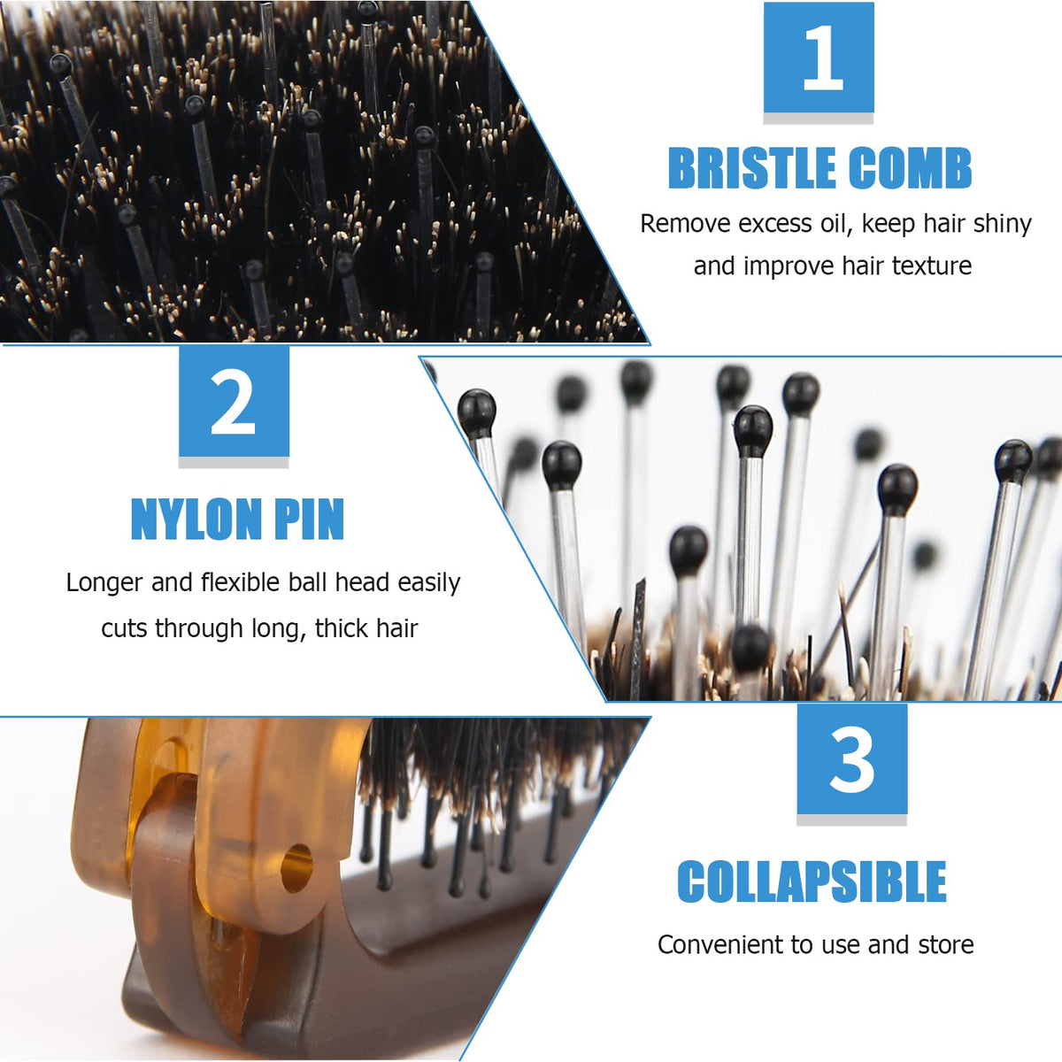 Ancable Travel Folding Hair Brush folded compact size in hand