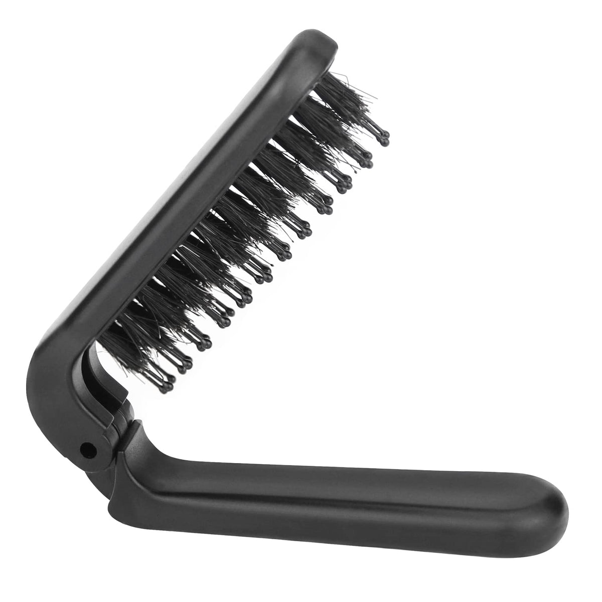 Ancable Travel Folding Hair Brush front view with black finish