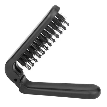 Ancable Travel Folding Hair Brush front view with black finish